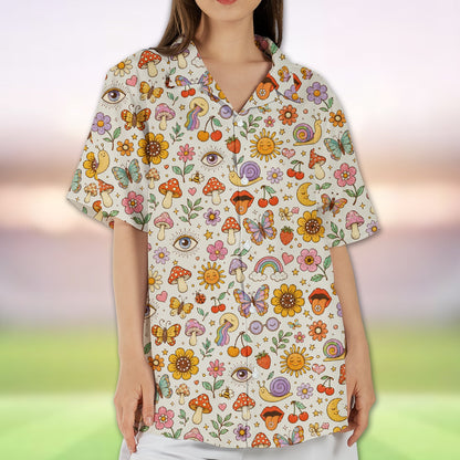 Lifestyle view 3 of the vibrant psychedelic pattern shirt