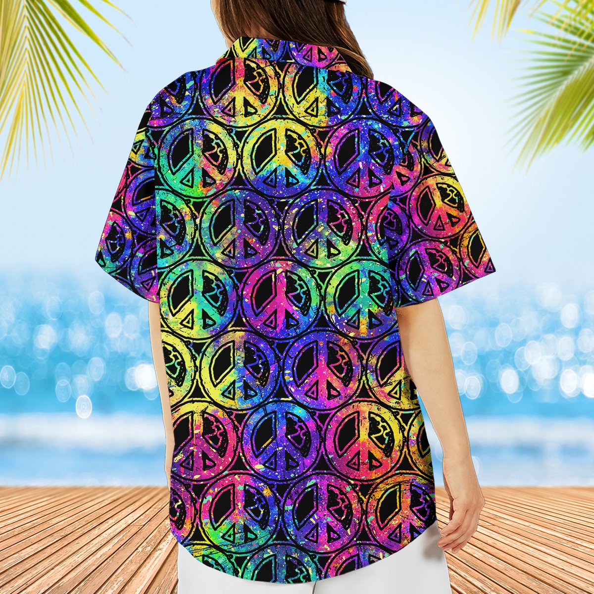 Fourth lifestyle view of the retro hawaiian shirt