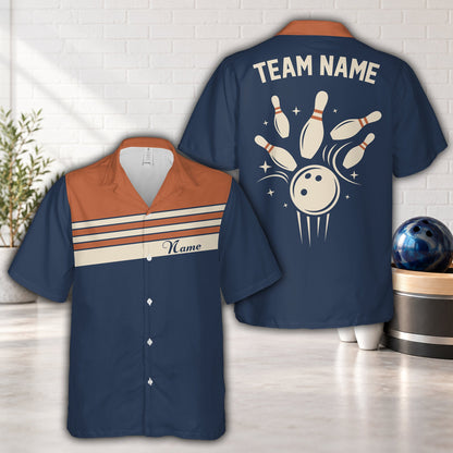 Navy retro hawaiian shirt, front view