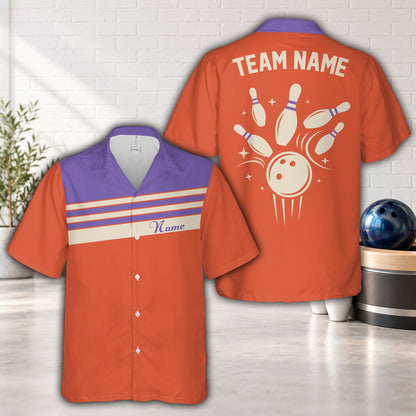 Retro hawaiian shirt in orange, front view