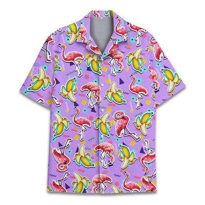 Detailed front view of the abstract pattern family hawaiian shirt