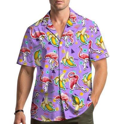 Another lifestyle view of the family matching hawaiian shirts in a summer setting