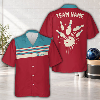 Red personalized hawaiian shirt, front view