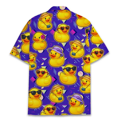 Another back view of the vintage style duck family Hawaiian shirt