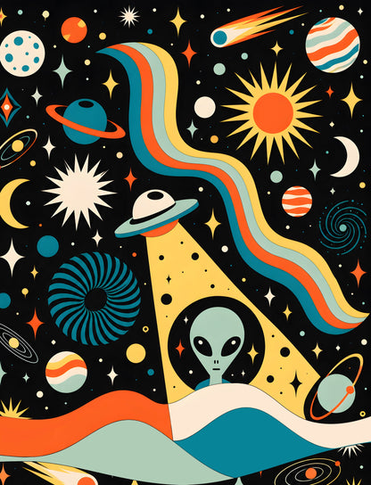 Another detail shot of the matching family hawaiian shirts space design