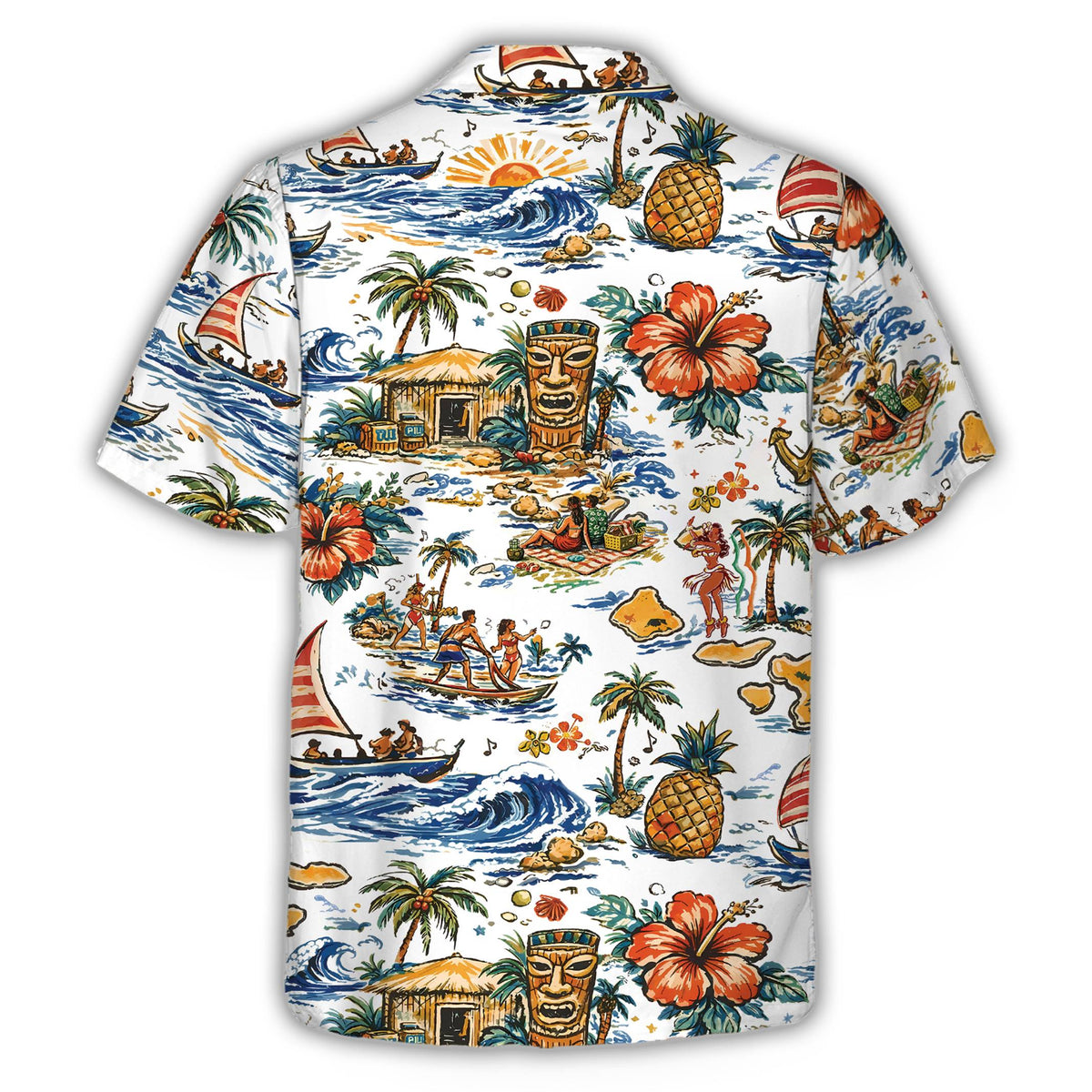 Lifestyle view of adult hawaiian shirt in a sunny setting