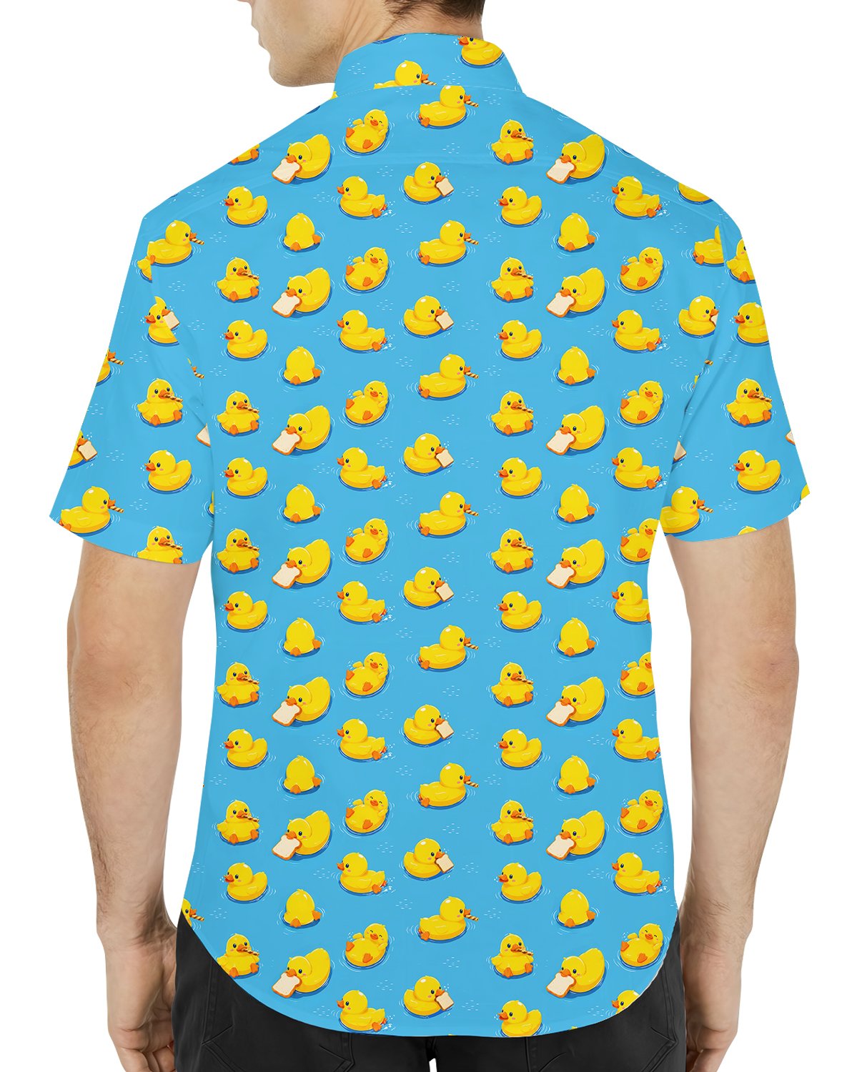 Blue rubber hawaiian shirt alternate front view