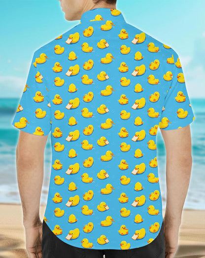 Family wearing matching rubber hawaiian shirt lifestyle view