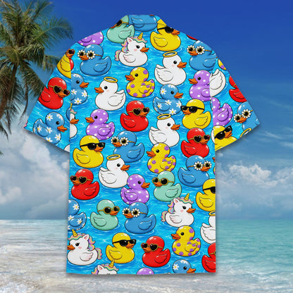 Alternative back view of the rubber ducks hawaiian shirt