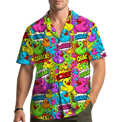 Second lifestyle view showing the rubber duck hawaiian shirt