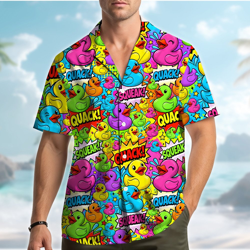 Lifestyle view of people wearing the matching family hawaiian shirts