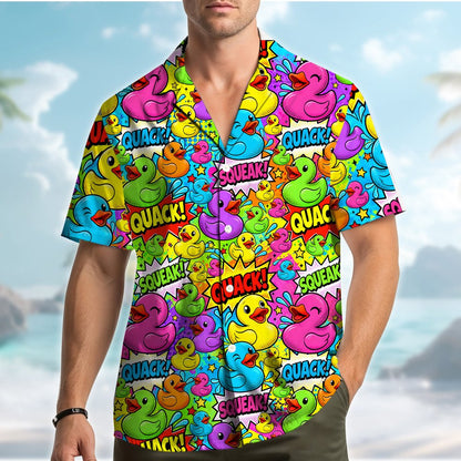 Lifestyle view of people wearing the matching family hawaiian shirts