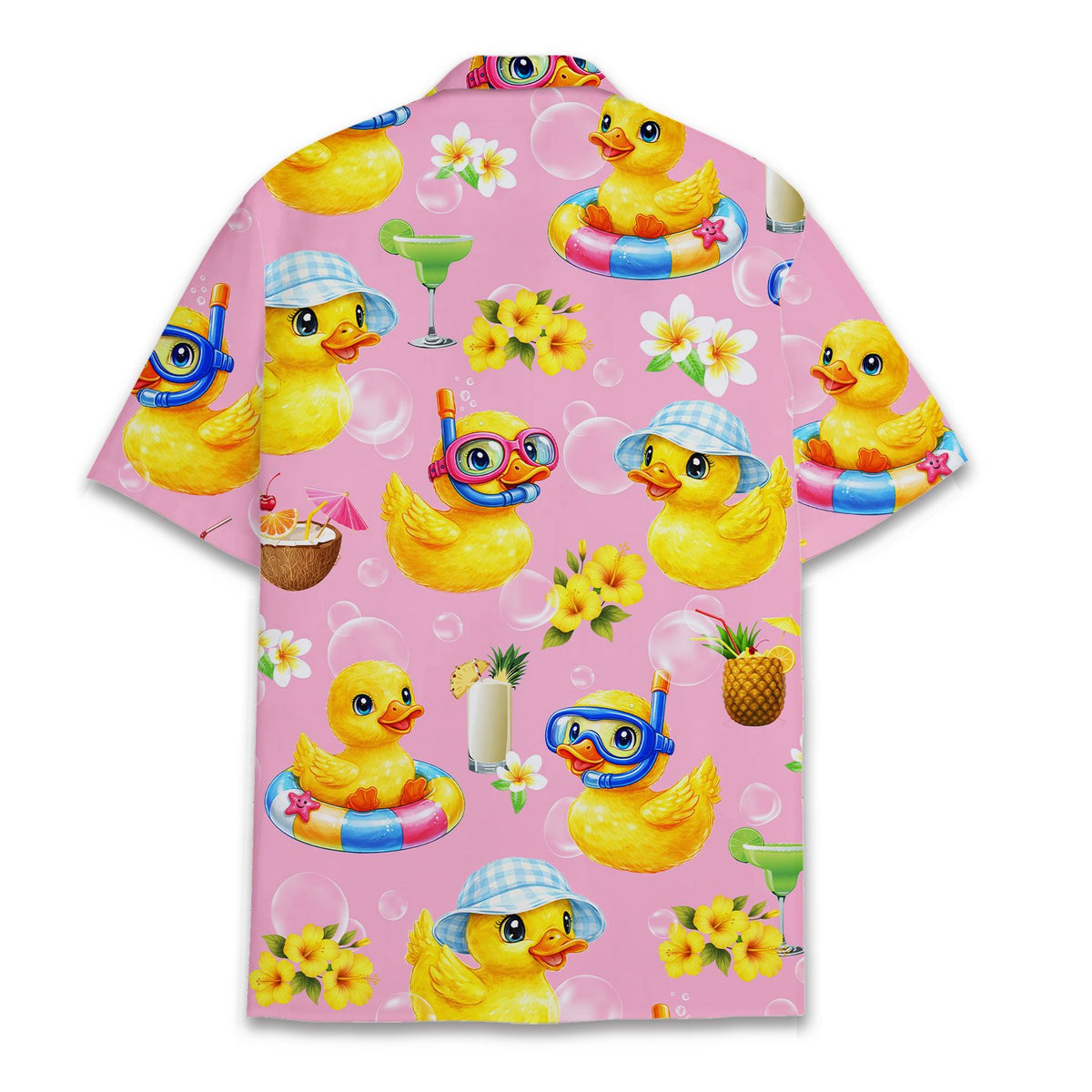 Alternate back view showing the vibrant pink background and duck design