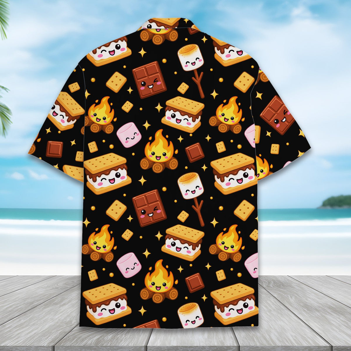 Back view of the matching family hawaiian shirt