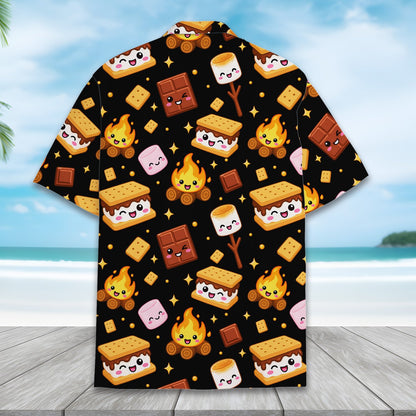 Back view of the matching family hawaiian shirt