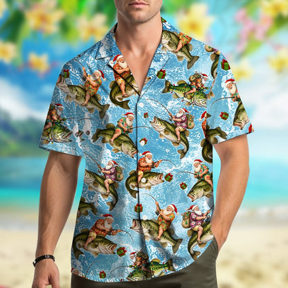 Second lifestyle image of the holiday hawaiian shirt outdoors