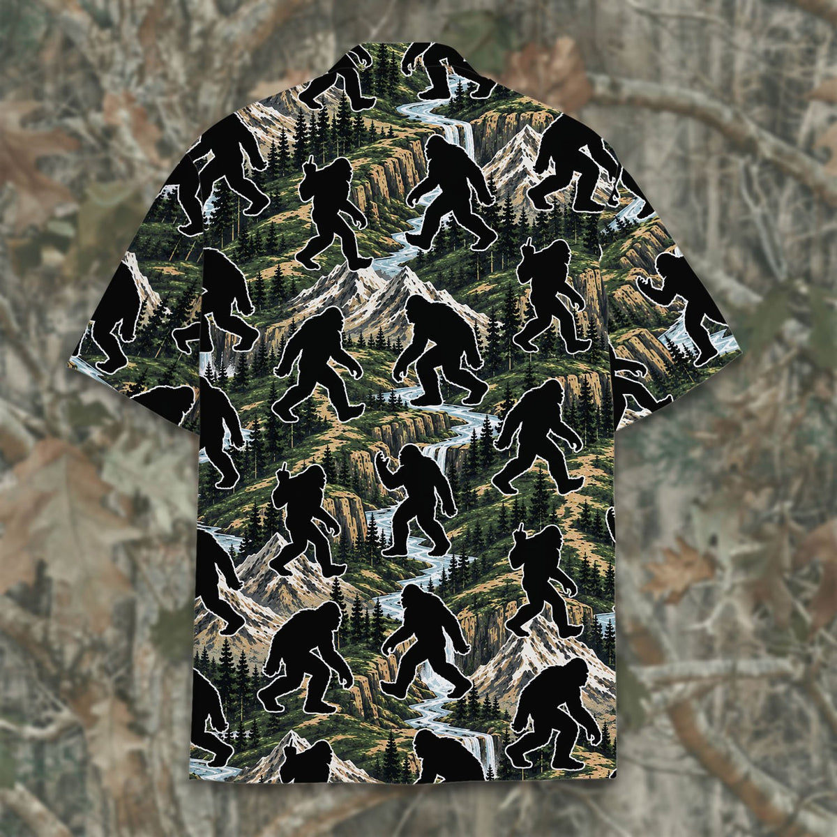 Another back view of the sasquatch hawaiian shirt