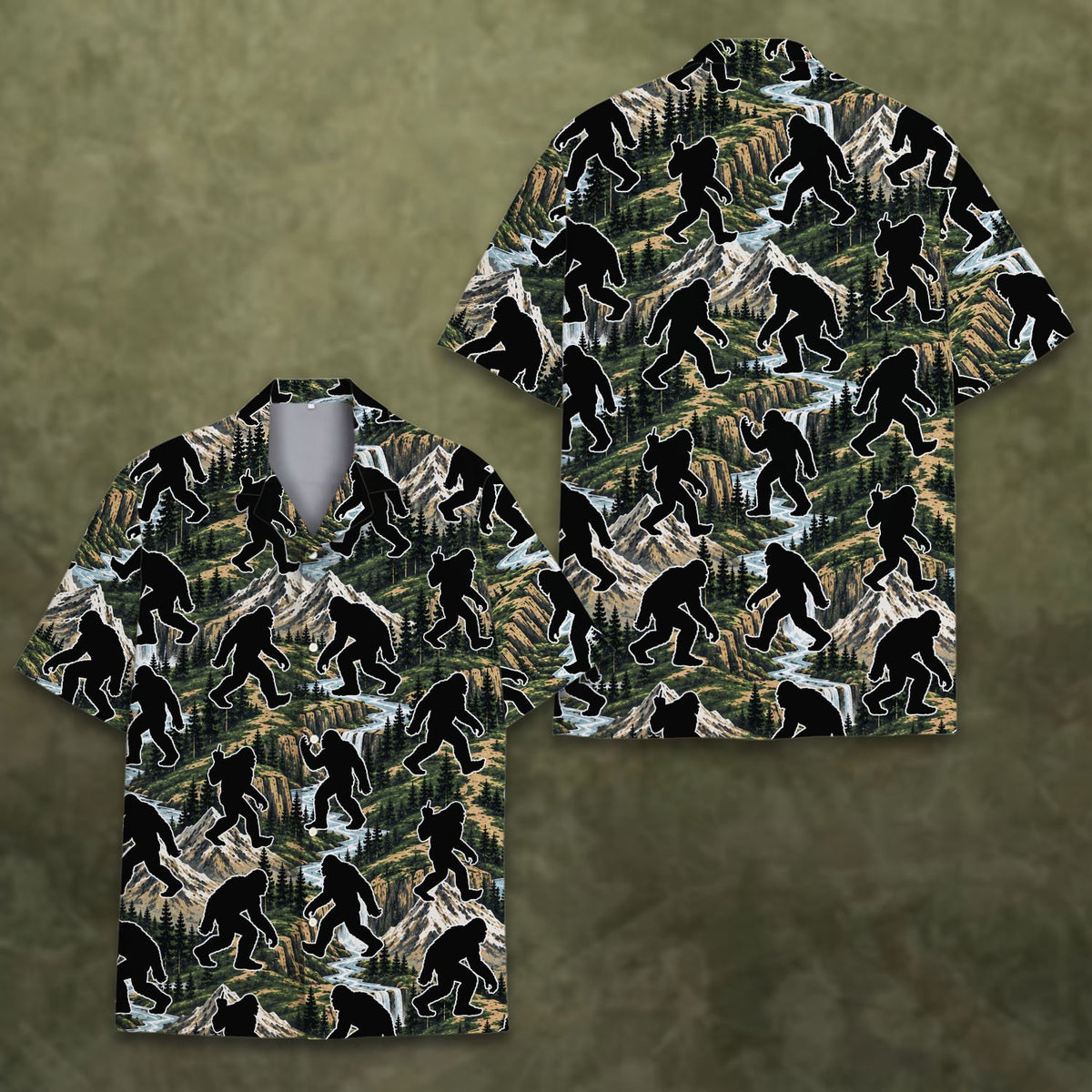 Close up front view of the matching family hawaiian shirt design