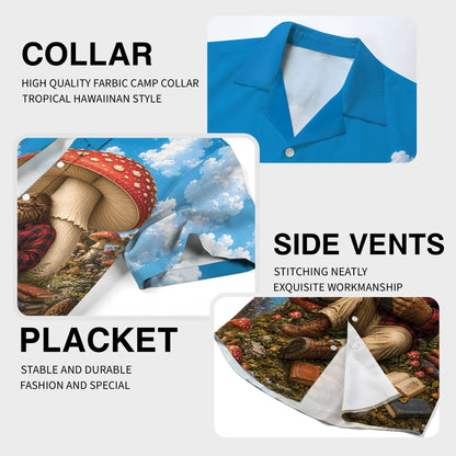 Flat lay view showing the fabric details of the sasquatch hawaiian shirt