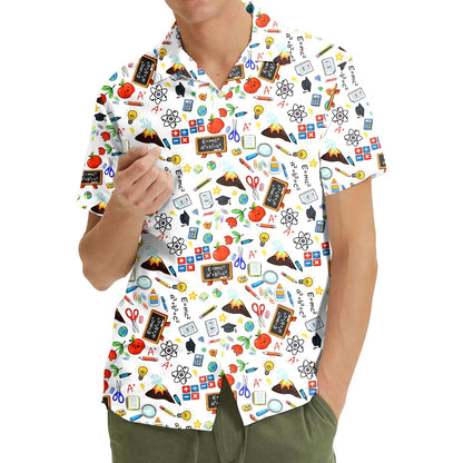 Second lifestyle view showcasing the school science hawaiian shirt