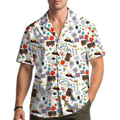 Third lifestyle view of the matching family hawaiian shirts in action