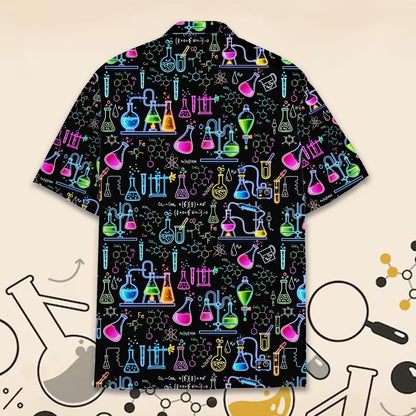 Detailed back view showing the vibrant neon pink, blue, and green chemical designs