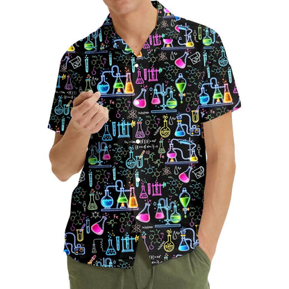 Another front view of the button-down science hawaiian shirt