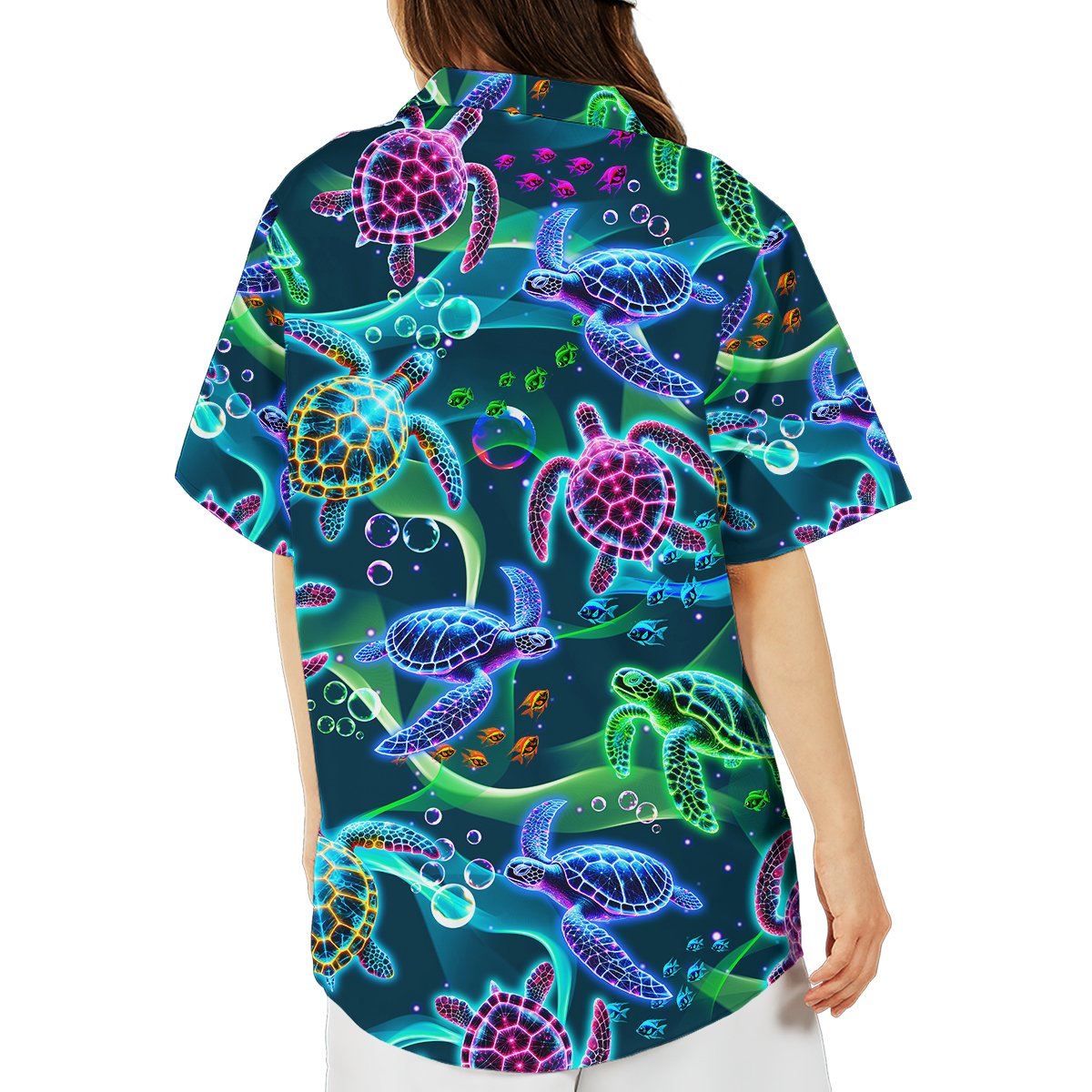 Fourth lifestyle view of the family hawaiian shirts in a summer setting