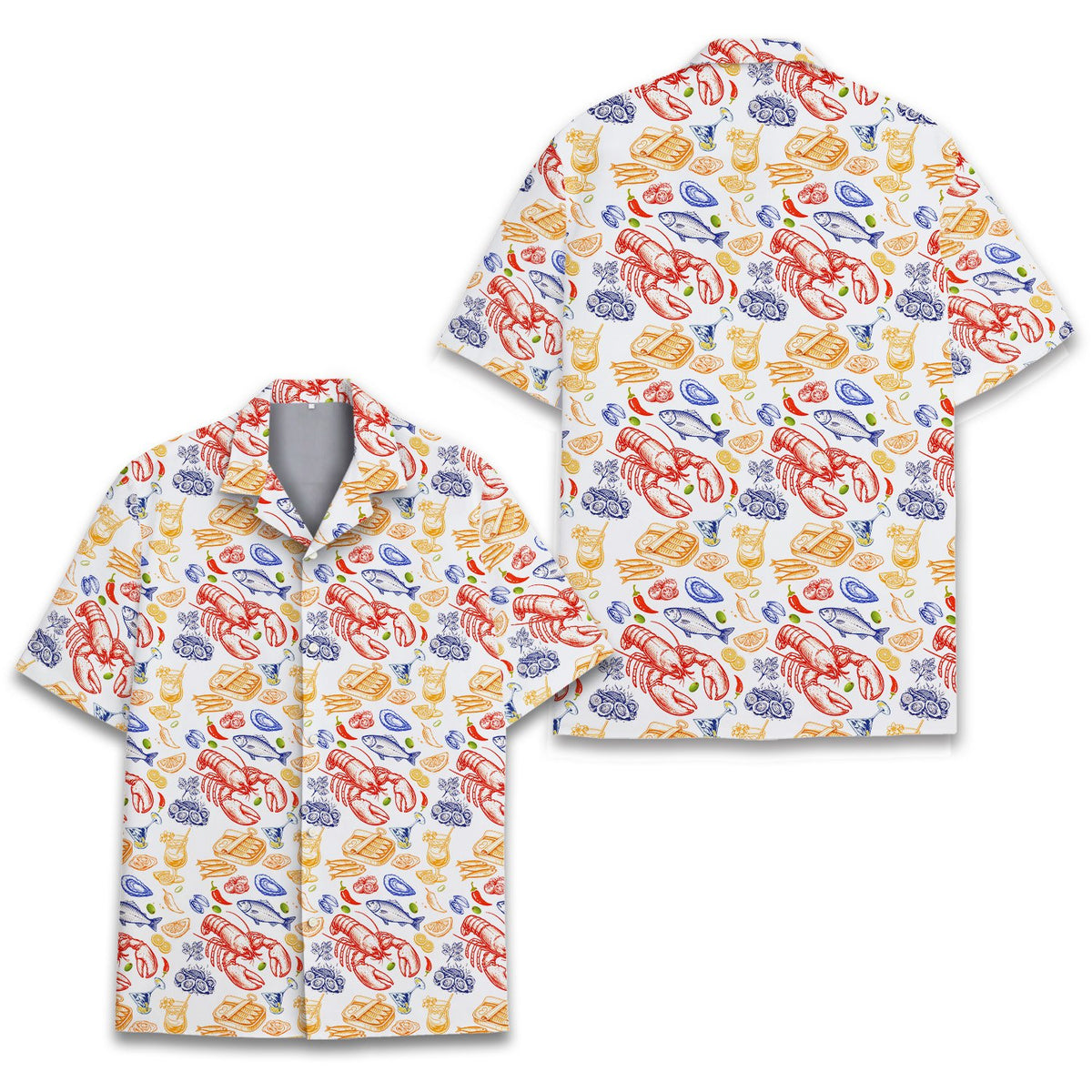 Detailed front view of the matching family hawaiian shirt with coastal print