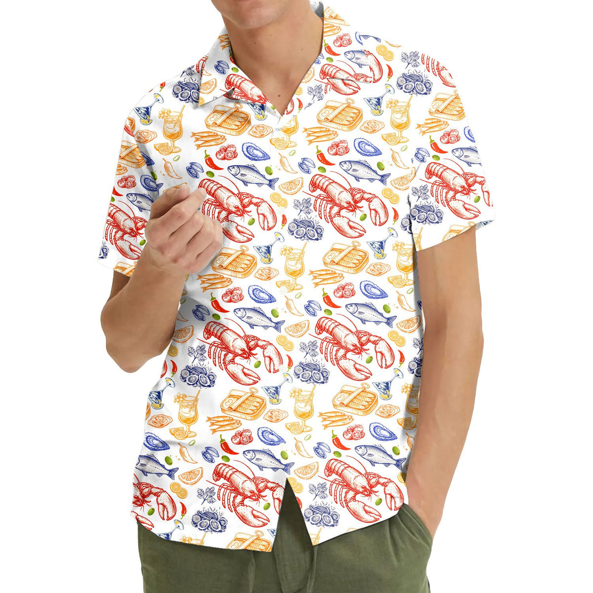Third lifestyle view showcasing the matching family hawaiian shirts