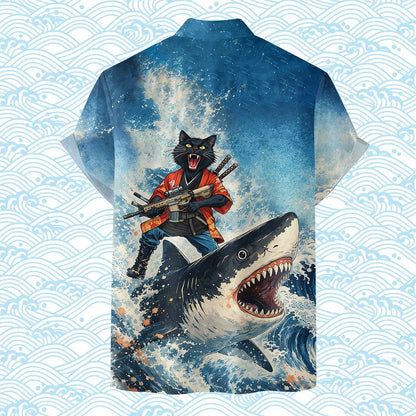 Alternative back view showing the stormy ocean print