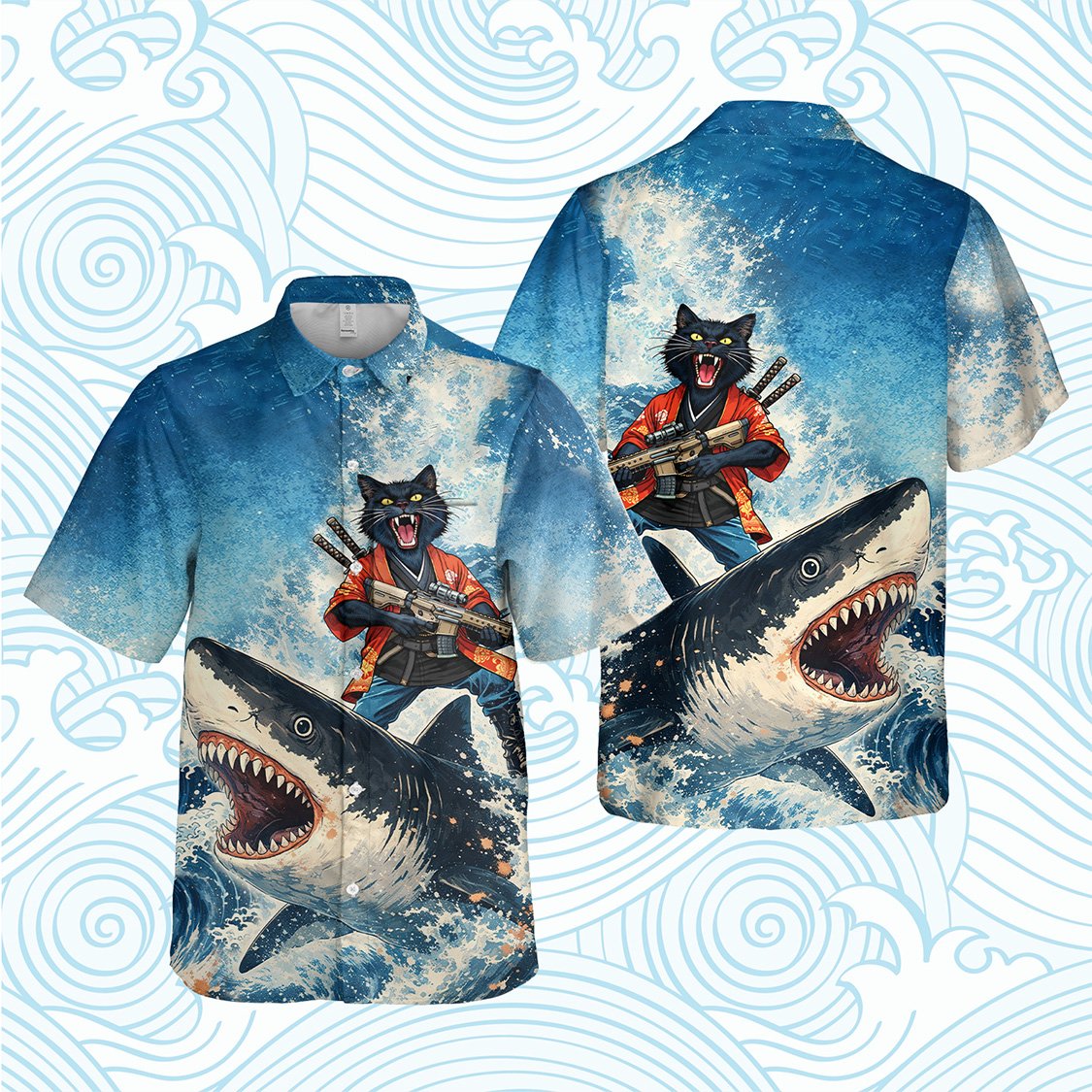 Alternative front view of the matching family hawaiian shirt