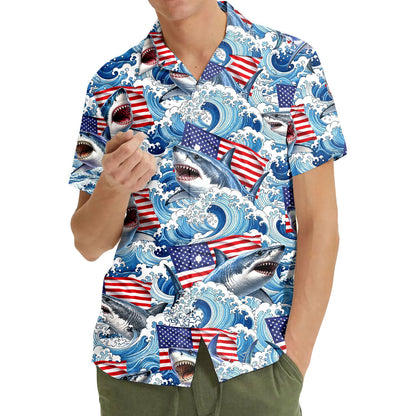 Second lifestyle view showcasing the matching family hawaiian shirts