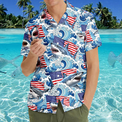Fourth lifestyle view highlighting the blue and white ocean wave design