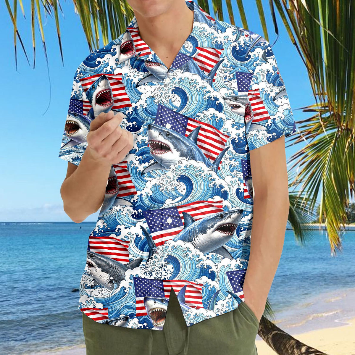Fifth lifestyle view of the adult hawaiian shirt in a casual setting