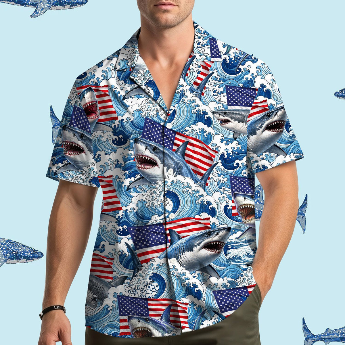 Sixth lifestyle view of the family matching hawaiian shirt for summer