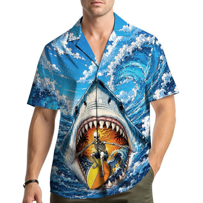 Lifestyle view of someone wearing the matching family hawaiian shirts