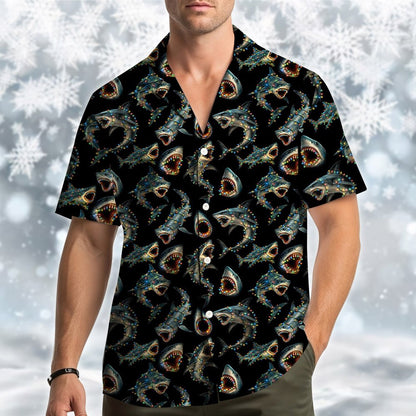 Third lifestyle view showing the matching family Hawaiian shirt worn outdoors