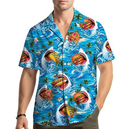 Lifestyle view of someone wearing the fast hawaiian shirt outdoors