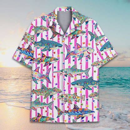 Another front view of the matching family hawaiian shirt