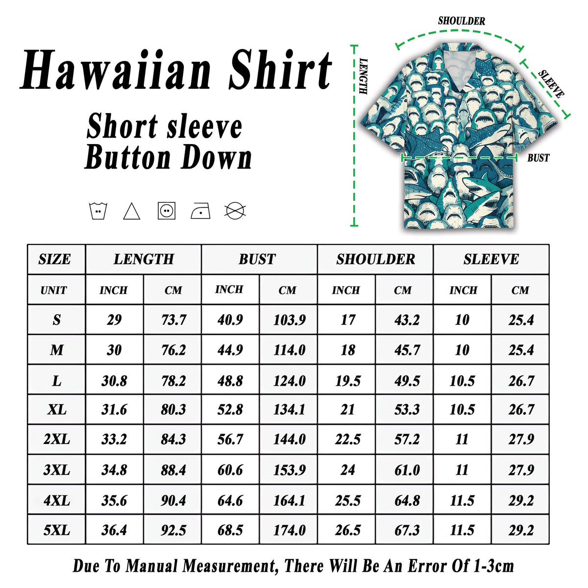 Additional view of the matching family Hawaiian shirts with shark design