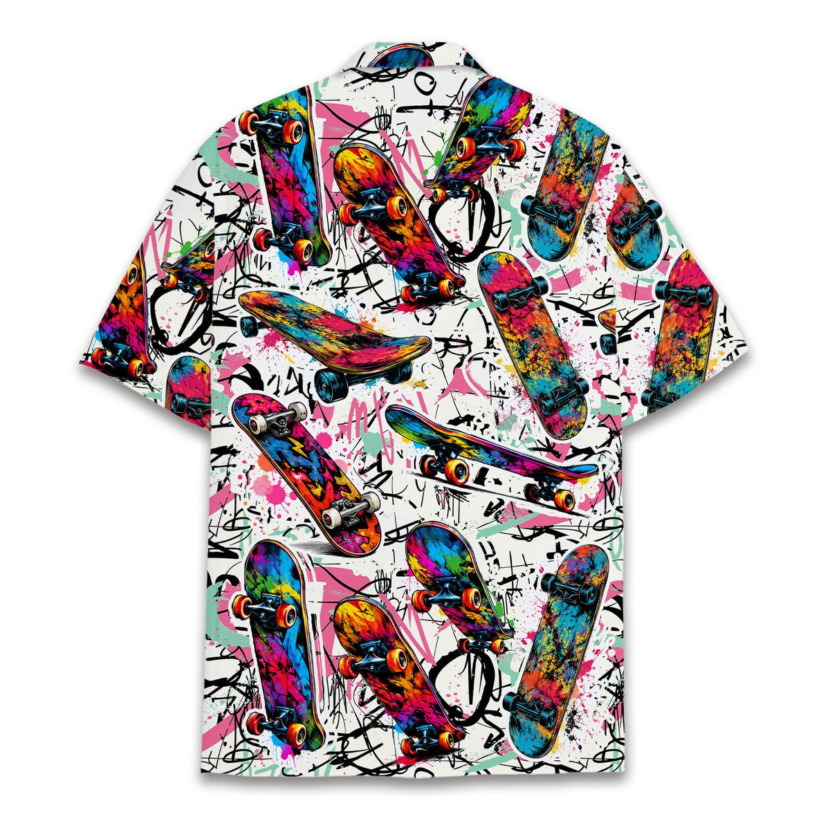 Detailed back view showing the abstract all-over print design