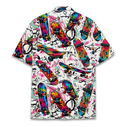 Detailed back view showing the abstract all-over print design