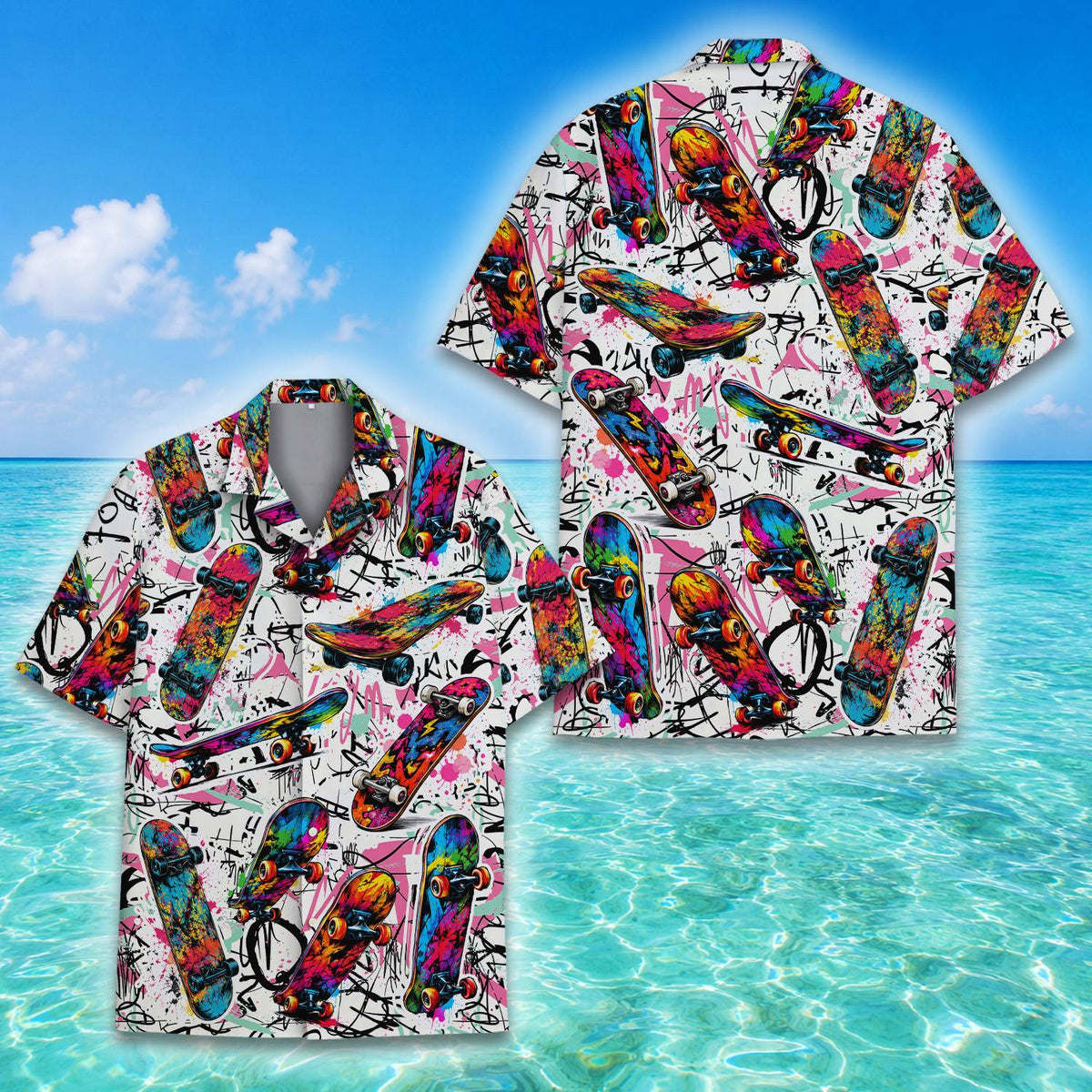 Another back view of the family matching hawaiian shirt