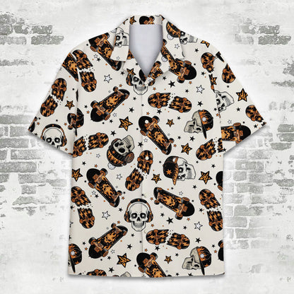 Detailed back view of the white, black, and orange design