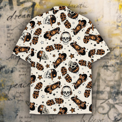 Close-up front view of the skater skulls and stars pattern