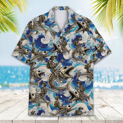Detailed front view of matching family hawaiian shirt