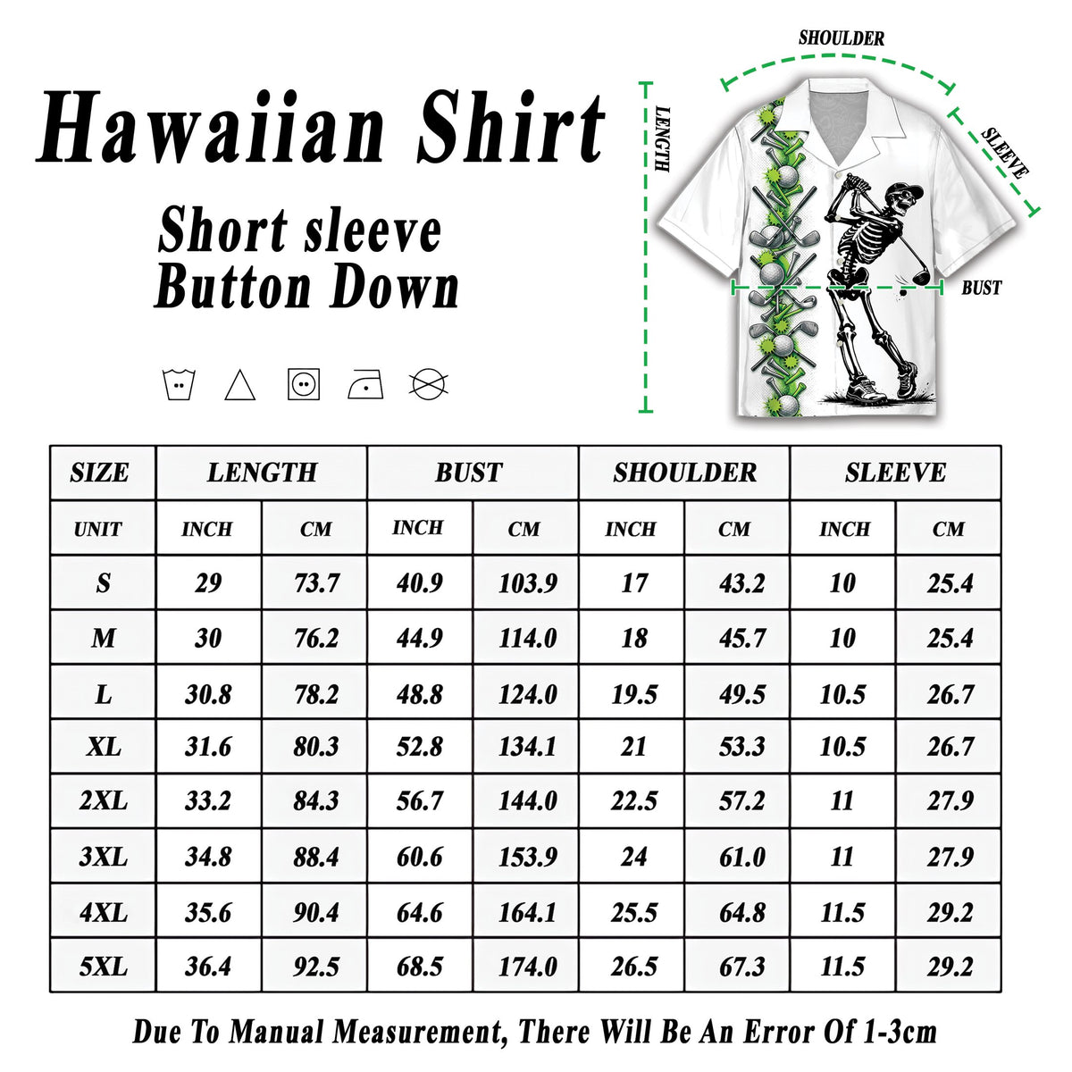 Lifestyle or secondary view of the white skeleton golf hawaiian shirt