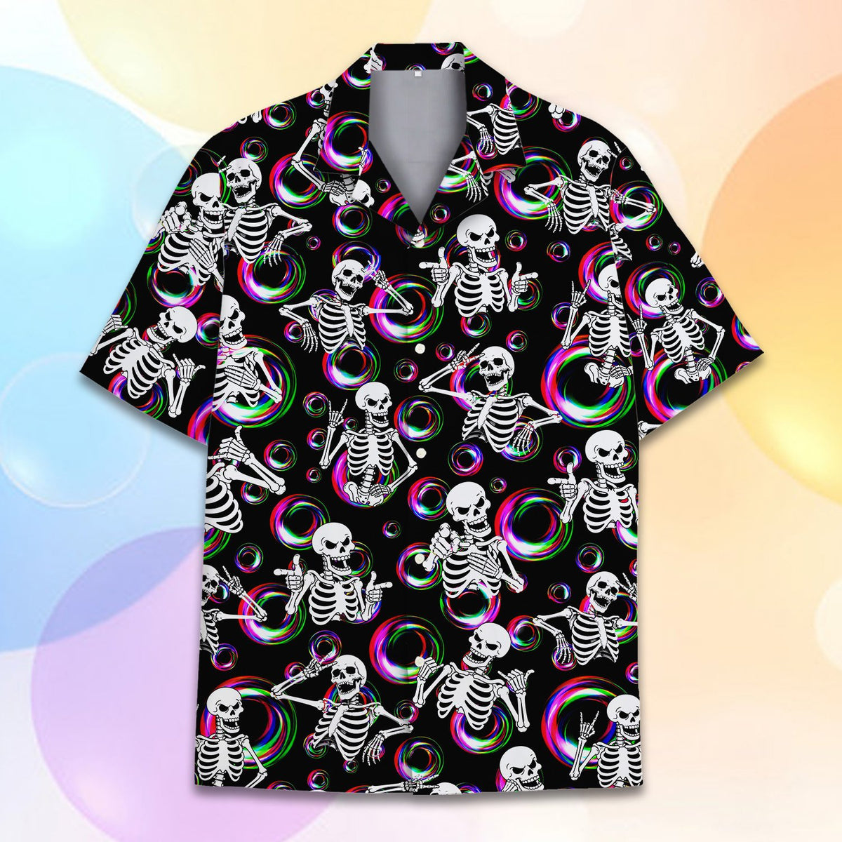 Alternative front view of the halloween hawaiian shirt
