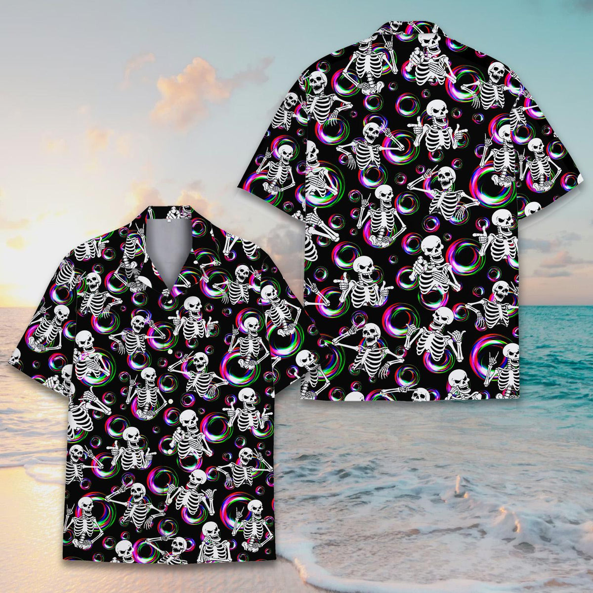 Second lifestyle view of the family matching hawaiian shirts